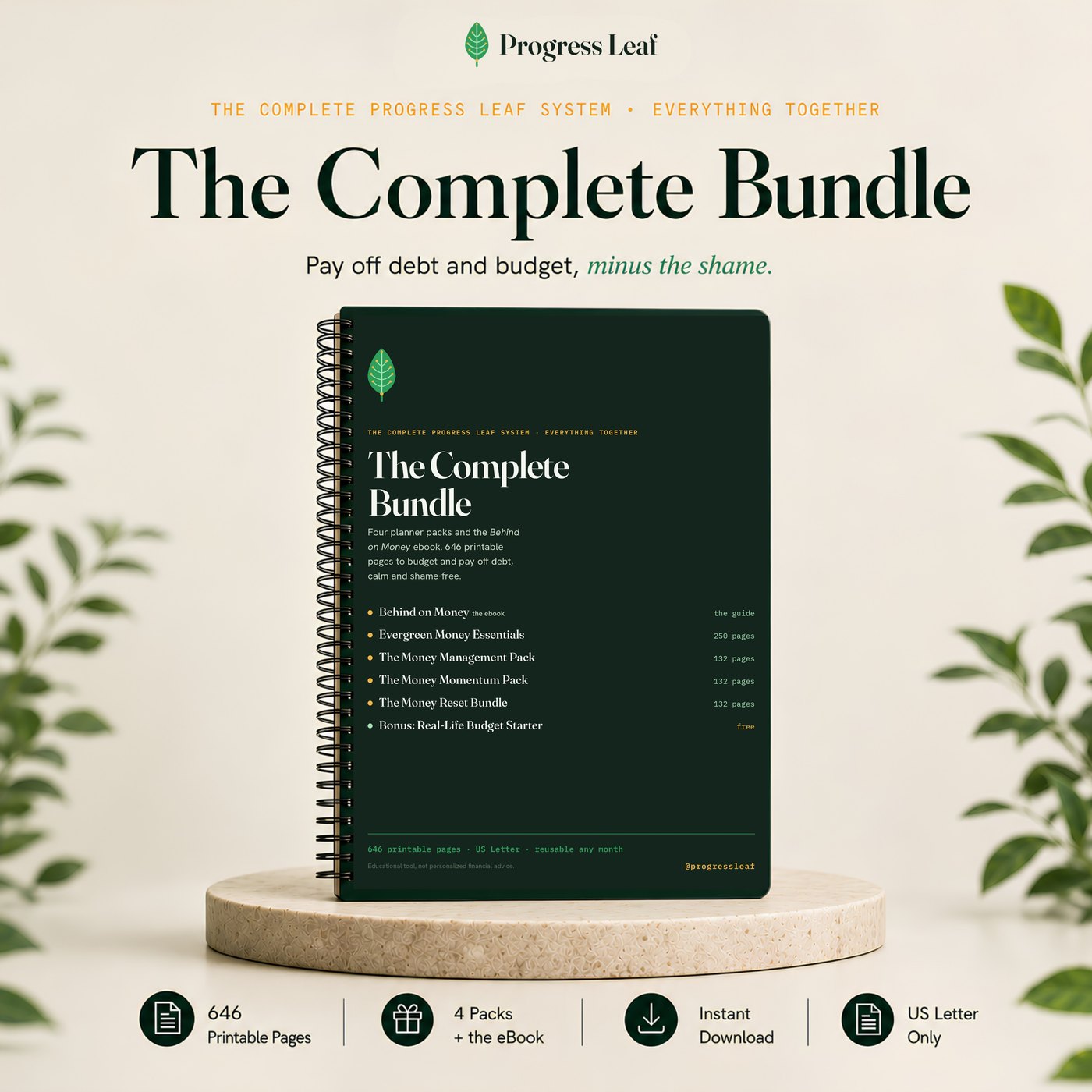 Progress Leaf Complete Bundle of debt payoff and budgeting printables