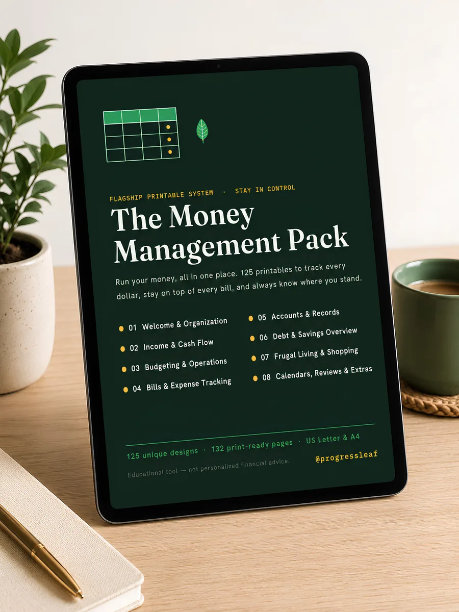 The Money Management Pack shown on a tablet