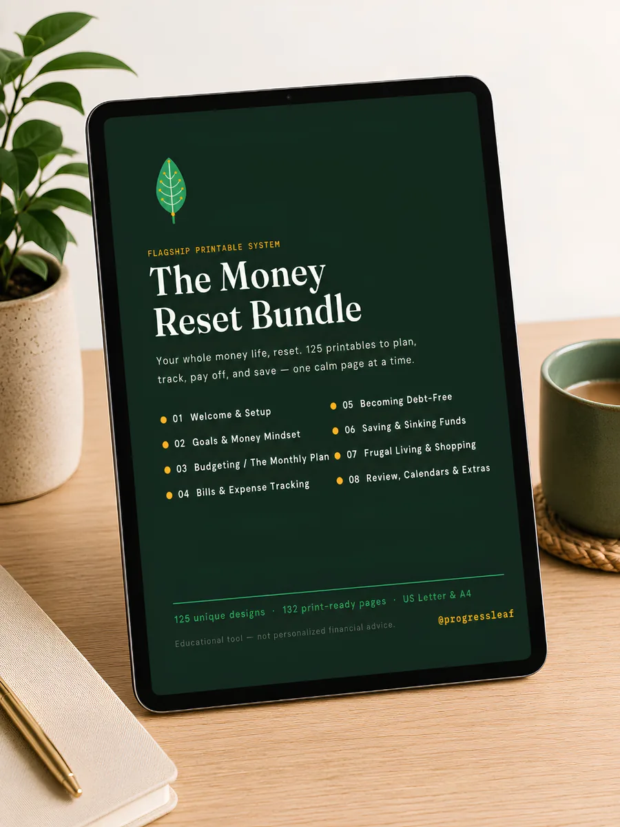 The Money Reset Bundle shown on a tablet